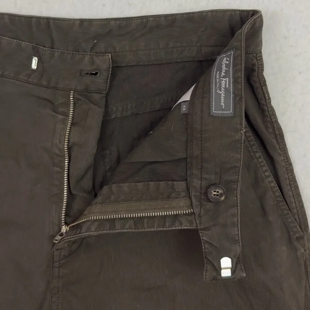 Salvatore Ferragamo Chino Pants Mens Size 48 US 32 Brown Stretch Casual Trousers
